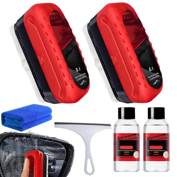 Automotive Oil Film Cleaning Brush,Glass Cleaning Board,Car Glass Oil Film Cleaner,Glass Coating Windshield Cleaner Tool,Glass Oil Film Remover,Cleaning Glass Brush Improve Clarity and Visibility (2)