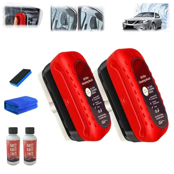 Arhdcompuly Automotive Oil Film Cleaning Brush, Gelmalls Glass Cleaner, Dodorado Glass Cleaning Board, Glass Coating for Windshield, Oil Repellent Film For Car Windows (2pcs)