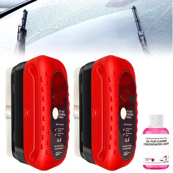 Acrossoce Glass Cleaning Board-Automotive Oil Film Cleaning Brush,2024 New Hydrophobic Glass Coating for Windshield Improves Clarity and Visibility. (2pc)