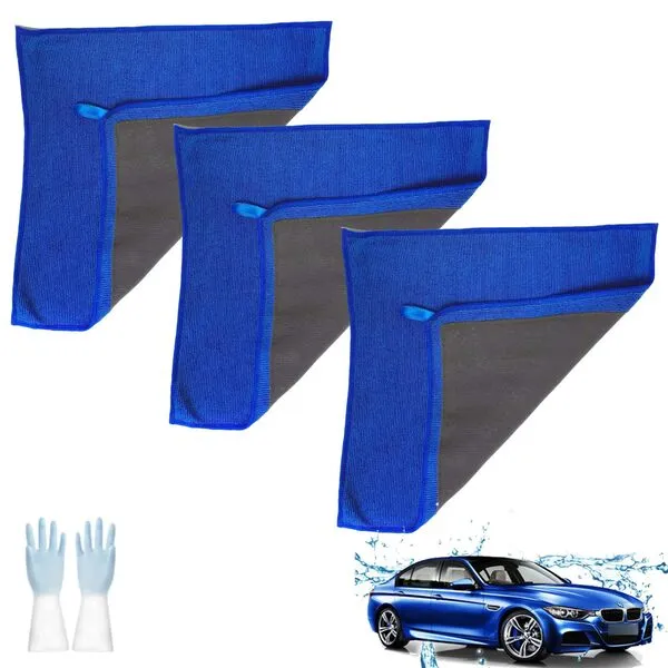 Kapley Clay Towel Auto Detailing, Clay Towel, Clay Bar Alternative for Car Detailing, Excellent Detergency and Scratch-Free (3 Blue Towel)