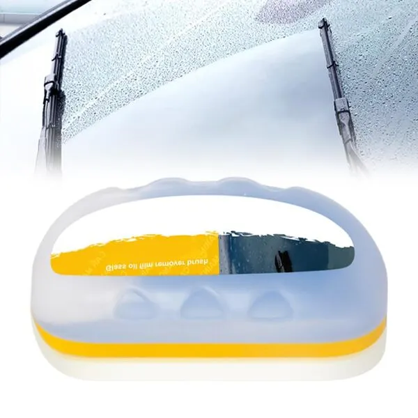 Car Glass Oil Film Cleaner, 2024 New Glass Cleaning Board, Automotive Oil Film Cleaning Brush, Car Windshield Oil Film Cleaner, Glass Oil Film Remover, Strong Front Windshield Remover (1, White)