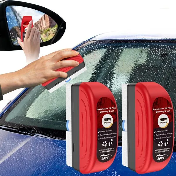 Automotive Oil Film Cleaning Brush, [2024 New] Car Glass Oil Film Cleaner, Car Windshield Oil Film Cleaner, Car Oil Film Cleaning Brush, Glass Polishing Degreaser Windshield Cleaning Tool (2 PCS)