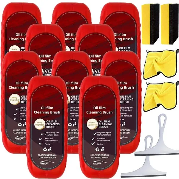 3PCS Gelmalls Glass Cleaner, Glass Cleaning Board, Car Glass Oil Film Cleaner, Glass Cleaning Board Car, Composition Window Cleaner, Oil Film Cleaning Brush for Car Windows (10 PCS)