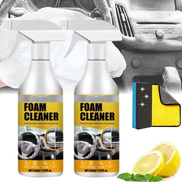 Vrsgs Foam Cleaner, Multi-Purpose Foam Cleaner, Loam cleaner Vrsgs Car Interior Foam Cleaner, Loam cleaner, Magic Foam Cleaner Multi-Functional Cleaning Agent (2 Set)